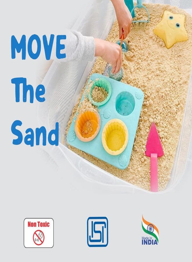 Rabbit Magic Flow 1KG Play Sand Bucket for Kids - Includes 20 Fun Moulds, Roller & Cutter | Soft, Mess-Free Sand for Creative Play & Sensory Fun | Age 5+ (Brown & Pink) - Image 4